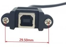 90 Degree Left Angled USB B Type Male to Female Extension Cable with Screws for Panel Mount 50cm