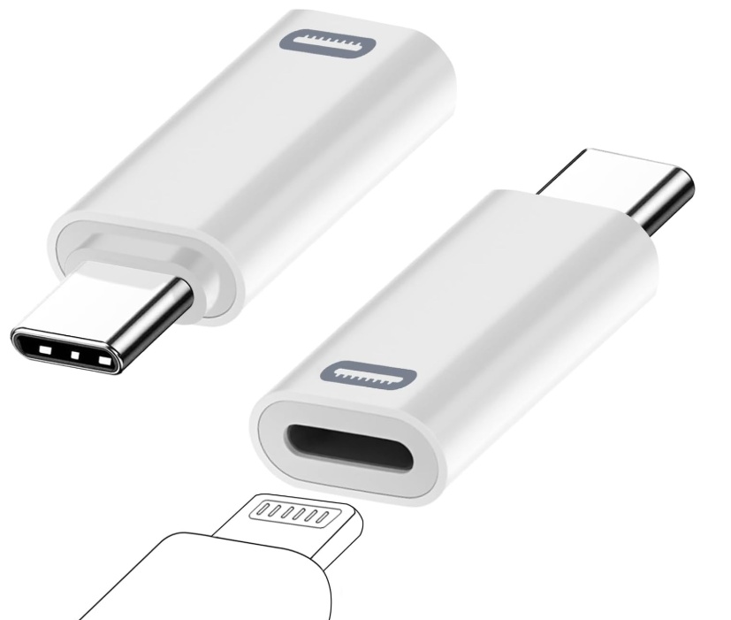 USB-C Adapter for iPhone Cable, PD Fast Charging Type C Male Converter Compatible with iPhone 16/15 Series, iPad Air/Pro, NOT for Square Reader/Headphone/Microphone/Pencil (White)
