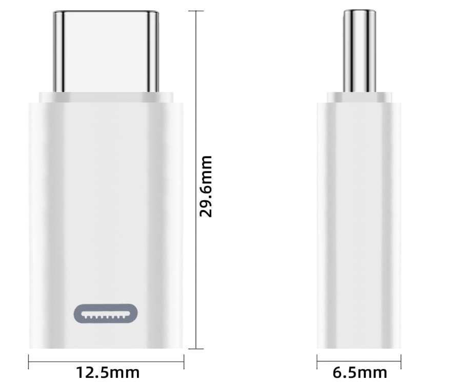 USB-C Adapter for iPhone Cable, PD Fast Charging Type C Male Converter Compatible with iPhone 16/15 Series, iPad Air/Pro, NOT for Square Reader/Headphone/Microphone/Pencil (White)