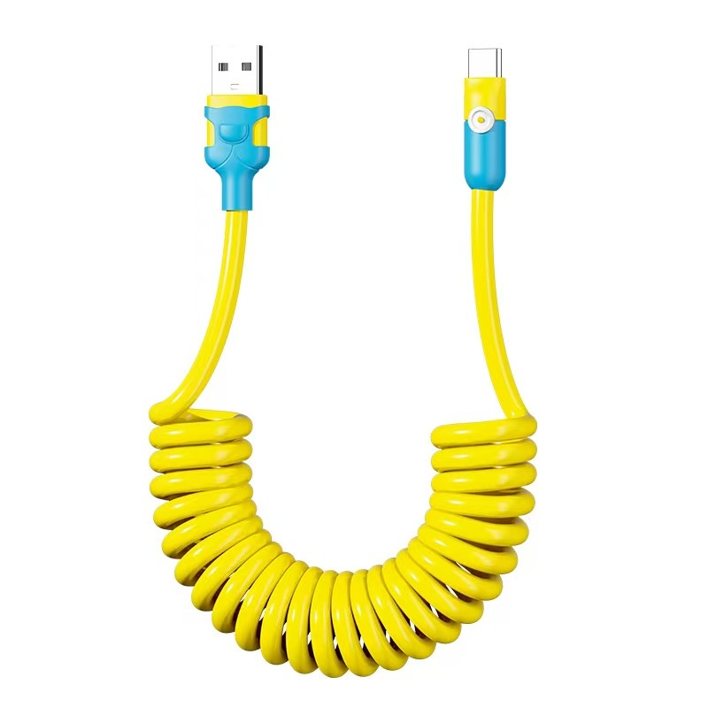 1.2m iphone 15/16 USB 2.0 A male to USB C spring cable