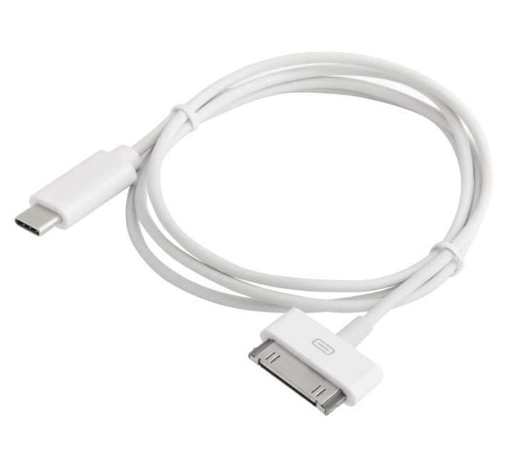 30-Pin to USB C Adapter Cable for iPhone 4S/4/3G/3/1, iPad 3/2/1, iPod 3 – 3ft – Male to Male, White (Next-Generation Data/Charging Cable from USB-C to Dock Connector)