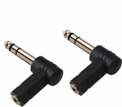 6.35mm Male to 3.5mm Female 90 Degree Stereo Headphone Audio Adaptor Converter Connector (1/4'' TRS Right Angle Adapter