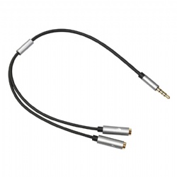 3.5mm Stereo Audio Y Splitter Cable 4-Pole Male to 2-Female Port Audio Stereo Cable Dual Headphone Jack Adapter