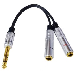 6.35mm 1/4 inch Male Plug Stereo to Dual 1/4