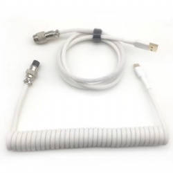 Coiled Keyboard Cable - Detachable Aviator Coiled Cable for Mechanical Gaming Keyboard, Type C to USB A Mix 5.9in for Gaming Keyboard and Cellphone, White