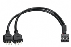 USB 9 PIN 2.0 Extension Cable,9PIN to Dual 9 PIN Expansion Splitter for Computer Motherboard（Black）