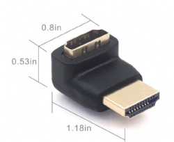 Right Angle HDMI Adapter Male to Female L-Shape Connector with 4K@60Hz, 3D for TV Stick, HDTV, PC