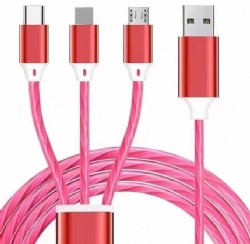 3-in-1 Multi USB Universal Flowing LED Light Up Phone Charge Cable