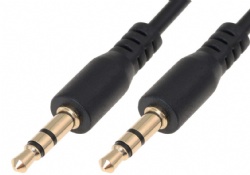 Short Audio Cable - 0.6ft - 3,5mm - AUX Cord for car, TV or Phone - Male to Male - Black