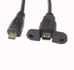 Micro HDMI Male to Female M/F Extension Panel Mount Cable