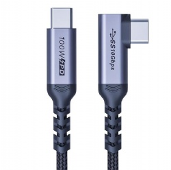 100W Short USB C Cable 3.1 Right Angle [1.5FT 2 Packs], 5A Fast Charging, 10GBbps High Speed Data E-Marker Chip Cords, 4K@60Hz Video Display