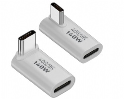 90 Degree USB-C Adapter (2-Pack), 140W (20V/6A), 8K 60Hz, Right Angle Type-C Connector for PlayStation 5