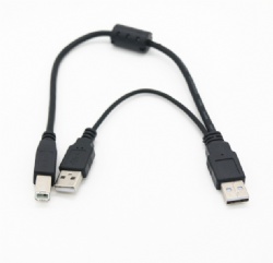 2 in 1 USB 2.0 A male to USB 2.0 A Male/USB B male Splitter mobile hard disk cable