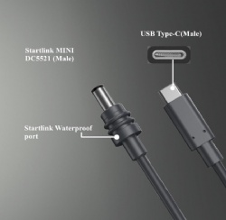 Type C Input to DC 20V 5A Barrel Jack Cable, Work with 100W PD Charger and PD Power Bank for Starlink Mini and Laptop. (for Starlink Mini Waterproof, 16.7ft)