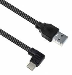 angle soft silicon USB C male to USB A male power charge data transfer cable 10cm