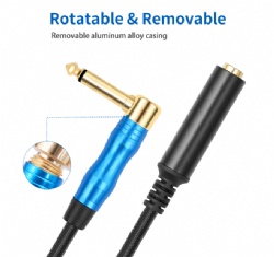 90 degree 6.35mm male to 6.35mm female extension cable