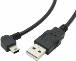 angle Mini usb 5pin male to USB 2.0 A male power charge cable