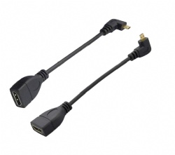 15CM 90 Degree Type D Right-Toward Left-Toward Male to Type A Female Cable Adapter Connector