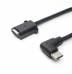90 degree USB C male to USB C female with  panel mount screw cable