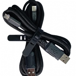 Custom Paracord Ultra Flexible USB C Cable for Gaming Keyboard, Mouse, Charging, Double-Sleeved Mechanical Keyboard Cable, 1.8M USB-A to USB-C, Black Color