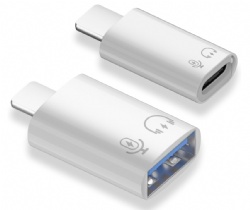 White color USB C and USB 3.0 OTG Adapter for iPhone/iPad, Support Connect Card Reader, U Disk, USB Flash Drive, Keyboard, Mouse, Lavalier Microphone, Digital Headphone