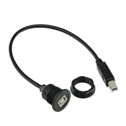 Waterproof Dustproof 480Mbps USB2.0 Standard B Type Male to Female Extension Data Power Cable Car Panel Mount Design