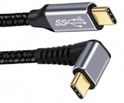 90 Degree Up Down Angled Type-C USB-C Male to Male USB3.1 10Gbps 100W Data Cable for Laptop Phone 50CM