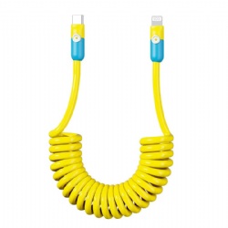 1.2m spring USB C male to usb 8pin male power charge cable for iphone 15/16