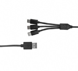 USB 2.0 A male to 3*USB C male power charge data transfer cable