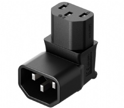 IEC 320 Male C14 to 90 Degree Down Right Angled C13 Power Extension Adapter