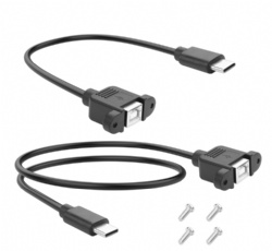 USB Type C Male to USB Type B Female Adapter Cable with Screws Mount (Straight)