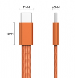 Magnetic Flat USB C male to USB C nylon braid cable