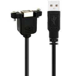 USB 2.0 A male to USB B female with panel mount screw cable