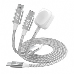 3 in 1 USB C male to USB C/Micro usb/8pin power charge data transfer cable