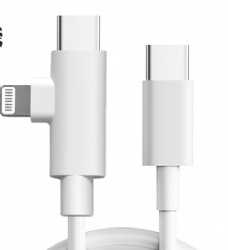 100W 2 IN 1 27W USB C male to USB C male/iphone male power charge cabl