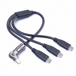 180 DEGREE USB C male to 3*USB C male 15W3A With IC cable