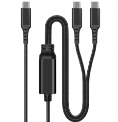 100W Multi USB C Splitter Fast Charging Cable 4FT, Nylon Braided 2 in 1 USB C to C Splitter Cable, Dual Type C Cord with Phone, Laptop, Tablet and More