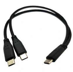 1 Feet USB Type C Male to 2 Dual USB Type C Male Y Splitter Extension Charging Cable(Only for Charging)