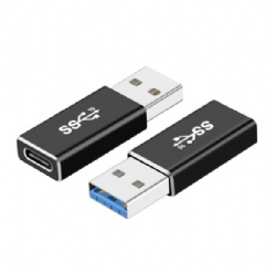 USB 3.1 Type-A to USB-C Adapter, Aluminum Shell, 10Gbps High-Speed Data Transfer, Gold-Plated Connector, A Male to C Female Converter for iPhone 15 Series, Samsung, Laptops, Power Banks (Silver/Black)
