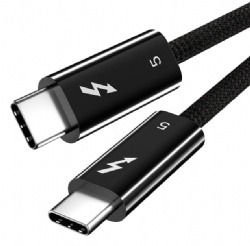 Thunderbolt 5 USB-C Cable, 240W PD Fast Charging, 120Gbps Video & 80Gbps Data Transfer, 48-Strand Braided, 16K@60Hz/8K@60Hz, Compatible with Thunderbolt 4/3, USB4/3.2, Silver-Plated Coaxial Type-C Cable for Laptops, Monitors, Docking Stations