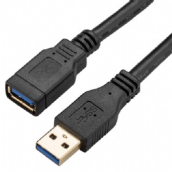 USB 3.0 Type A Male to Female Extension Cable, 90°/270° Angle, 0.3M Length, 24+28AWG, Blue, High-Speed Data Transfer, Gold-Plated Connectors, Right Angle USB Cable for Computer, Mouse, U Disk, Card Reader