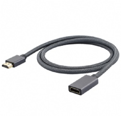 HDMI 2.0 Extension Cable (19+1), Male to Female, 4K@60Hz High-Definition, Braided Nylon, 1.2M Length, 30AWG Tinned Copper Core, Black PVC Jacket, Compatible with TV, Monitor, Computer, Projector, Set-Top Box