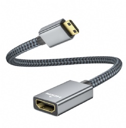 Mini HDMI to HDMI 2.0 Adapter Cable, 4K@60Hz/2K@144Hz High-Speed, 0.2M Short Cord, Tinned Copper Core, Triple Shielding, Compatible with Cameras, Projectors, Monitors, TVs (Neutral Brand)