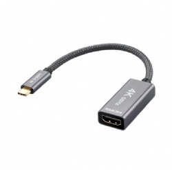 USB-C to HDMI Female Adapter Cable, 4K@60Hz High-Definition, Braided Nylon, Aluminum Alloy Shell, 6-Layer PCB Heat Dissipation, Plug-and-Play, Compatible with Phones, Laptops, Monitors, TVs