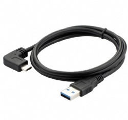 USB 3.2 Side-Bend Flat Cable, USB-A to Type-C, 10Gbps High-Speed Data Transfer, Aluminum Shell, Braided Magic Tape Cord, 4.4mm Diameter, In-Mold Injection, Neutral Brand (Pearl Bag Packaging)