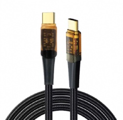 USB 2.0 Data Cable, 100W PD Fast Charging, Transparent Colorful Design with Blue LED Light, 480Mbps Data Transfer, PVC Shell, Compatible with Phones, Tablets, Laptops (Neutral Brand)