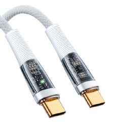 Multi-Power Fast Charging USB C Cable, 20W/27W/66W/100W PD Fast Charger Cord with Nylon Braided & Transparent PC Shell, Compatible with iPhone 14/15, Android, Tablet, Laptop