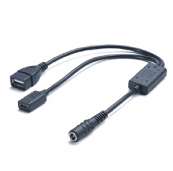 DC 5521 Female to USB C & USB A Female Step Down Power Cable, 5V 3A 15W DC Buck Converter Splitter Cord, 30cm 24AWG Oxygen-Free Copper Wire for Phone, Tablet, Dash Cam, Security Camera, Custom Length Available