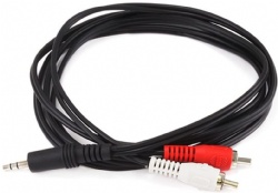 6-Feet 3.5mm Stereo Plug/2 RCA Plug Cable, Black