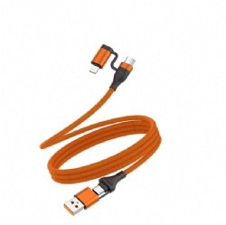 240W Nylon Braided Magnetic 4-in-1 Fast Charging Cable